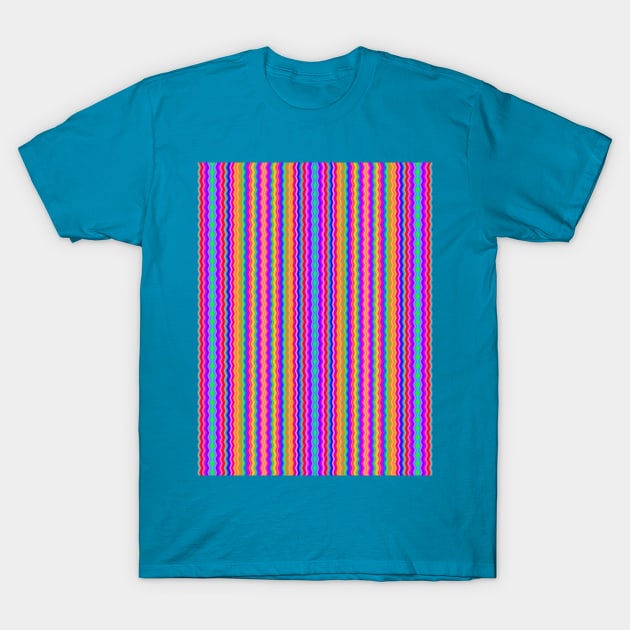 Bold Wiggly Rainbow Stripes T-Shirt by Amanda1775